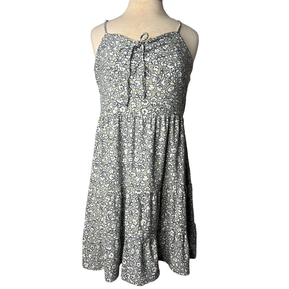 No Boundaries Summer Baby ddoll XXL Dress Green White Floral Mini Sleeveless